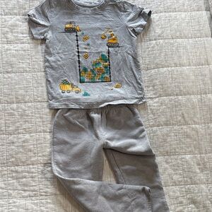 Kids 4T Construction Tee and Cat and Jack Grey Sweatpants Outfit Bundle!